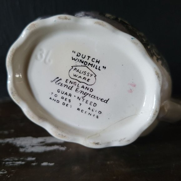 Vintage Palissy Ware Dutch Windmill Jug / Creamer, French Ceramic *Repair - Picture 6 of 8